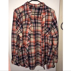 Sonoma Oversized Plaid Flannel Button Up Shirt Top